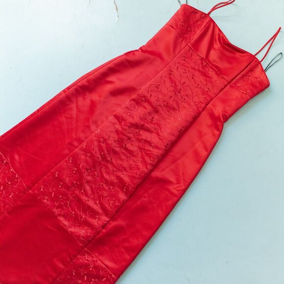 Scott McCLintock Vintage Y2K Red Floral Embroidered A-Line Formal Dress Size 16 - Picture 1 of 8
